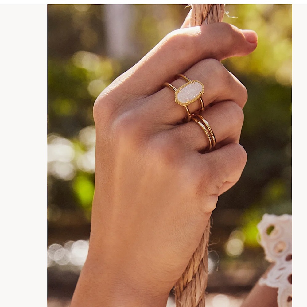 Kendra Scott Elyse Gold Ring In Iridescent Drusy 9 New